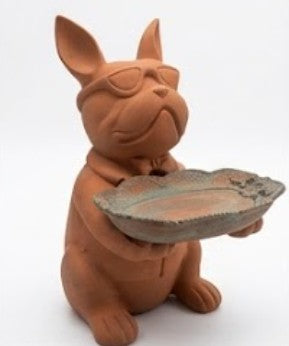 Handmade Bulldog Tray Decor, Funny Dog Sculpture, Polyester Modern Home Accent, French Bulldog Figurine Gift