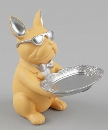 Handmade Bulldog Tray Decor, Funny Dog Sculpture, Polyester Modern Home Accent, French Bulldog Figurine Gift