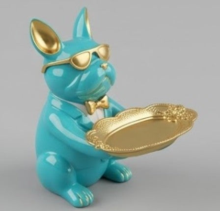Handmade Bulldog Tray Decor, Funny Dog Sculpture, Polyester Modern Home Accent, French Bulldog Figurine Gift