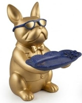 Handmade Bulldog Tray Decor, Funny Dog Sculpture, Polyester Modern Home Accent, French Bulldog Figurine Gift