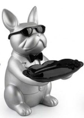 Handmade Bulldog Tray Decor, Funny Dog Sculpture, Polyester Modern Home Accent, French Bulldog Figurine Gift