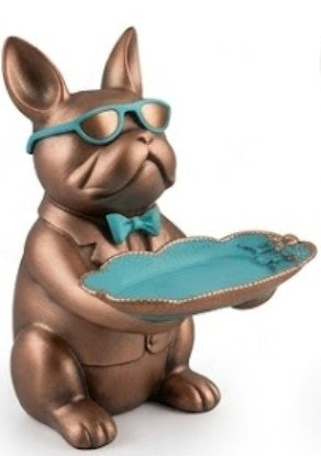 Handmade Bulldog Tray Decor, Funny Dog Sculpture, Polyester Modern Home Accent, French Bulldog Figurine Gift