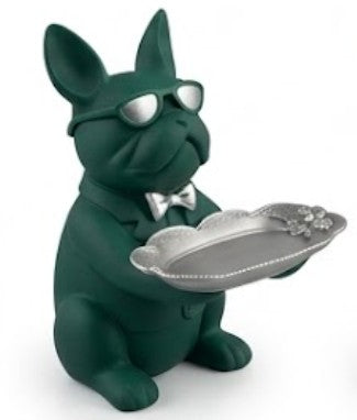 Handmade Bulldog Tray Decor, Funny Dog Sculpture, Polyester Modern Home Accent, French Bulldog Figurine Gift