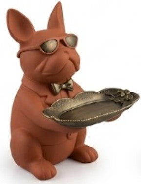Handmade Bulldog Tray Decor, Funny Dog Sculpture, Polyester Modern Home Accent, French Bulldog Figurine Gift