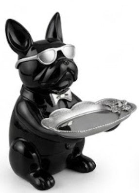 Handmade Bulldog Tray Decor, Funny Dog Sculpture, Polyester Modern Home Accent, French Bulldog Figurine Gift