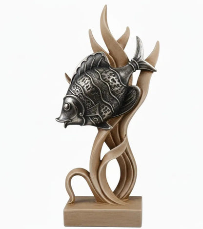 Modern Fish Sculpture, Coastal Table Decor, Polyester Fish Statue, Ocean Figurine