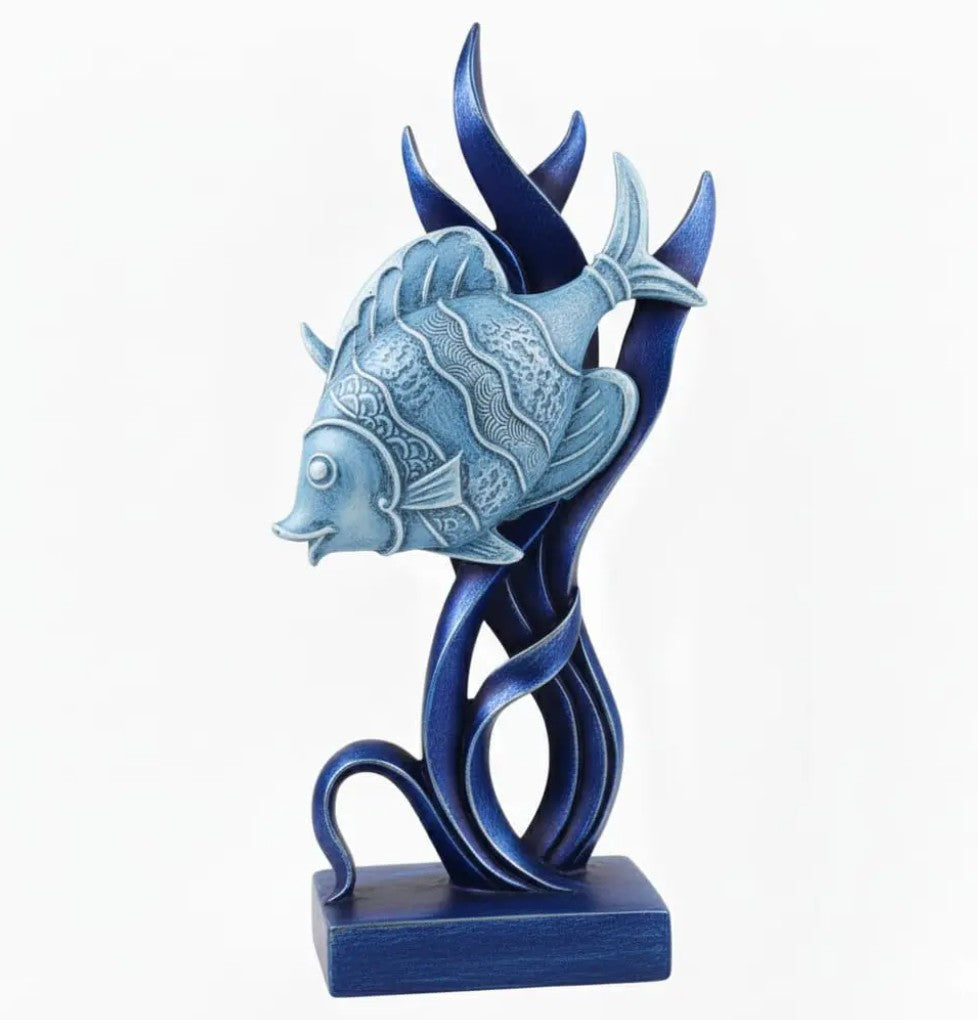 Modern Fish Sculpture, Coastal Table Decor, Polyester Fish Statue, Ocean Figurine
