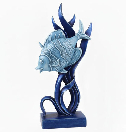 Modern Fish Sculpture, Coastal Table Decor, Polyester Fish Statue, Ocean Figurine