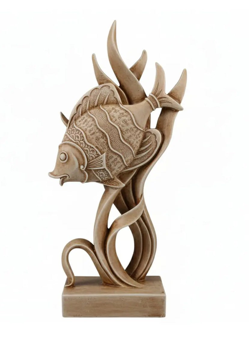 Modern Fish Sculpture, Coastal Table Decor, Polyester Fish Statue, Ocean Figurine