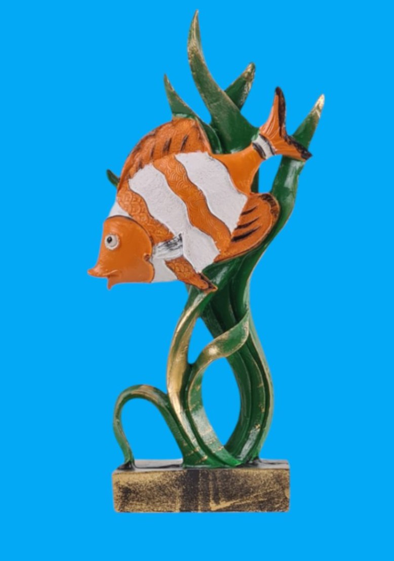 Modern Fish Sculpture, Coastal Table Decor, Polyester Fish Statue, Ocean Figurine