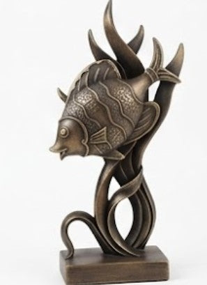 Modern Fish Sculpture, Coastal Table Decor, Polyester Fish Statue, Ocean Figurine