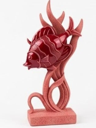 Modern Fish Sculpture, Coastal Table Decor, Polyester Fish Statue, Ocean Figurine