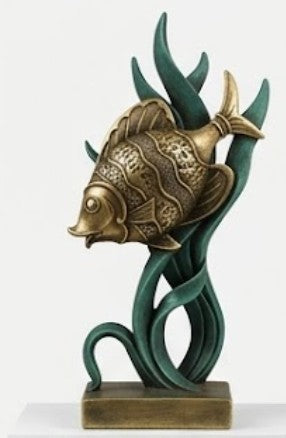 Modern Fish Sculpture, Coastal Table Decor, Polyester Fish Statue, Ocean Figurine