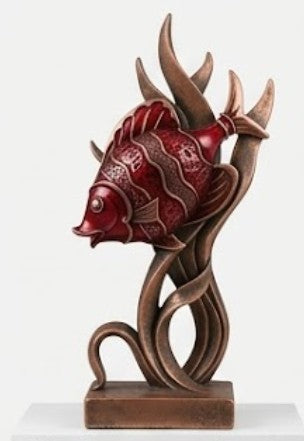 Modern Fish Sculpture, Coastal Table Decor, Polyester Fish Statue, Ocean Figurine
