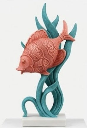 Modern Fish Sculpture, Coastal Table Decor, Polyester Fish Statue, Ocean Figurine