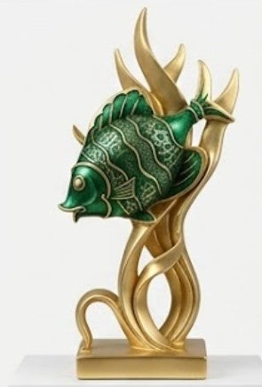 Modern Fish Sculpture, Coastal Table Decor, Polyester Fish Statue, Ocean Figurine