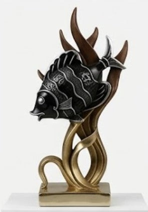 Modern Fish Sculpture, Coastal Table Decor, Polyester Fish Statue, Ocean Figurine