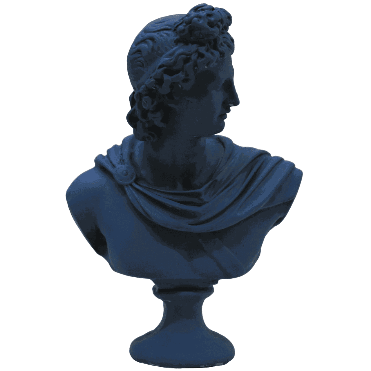 Apollo-Büsten-Skulptur mit bemalten Details, griechische dekorative Büstenstatue, klassische Büste für Wohndekoration, Apollo-Büstenfigur, Apollo-Büsten-Dekor, Apollo-Statue, Apollo-Skulptur