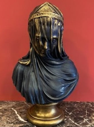 Veiled Lady Bust Sculpture, Veiled Lady Sculpture, Veiled Woman Bust, Classic Bust Statue, Decorative Veiled Lady, Elegant Indoor Decoration, Veiled Lady Bust