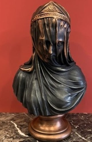 Veiled Lady Bust Sculpture, Veiled Lady Sculpture, Veiled Woman Bust, Classic Bust Statue, Decorative Veiled Lady, Elegant Indoor Decoration, Veiled Lady Bust
