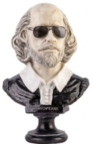 Shakespeare Bust Statue, Shakespeare With Sunglasses Statue, Modernized Historical Figure Bust, Shakespeare Bust Sculpture, Shakespeare Bust, Shakespeare Statue