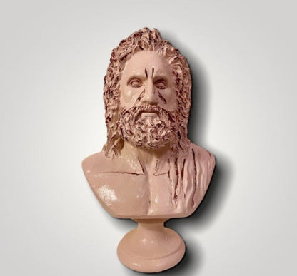 Handmade Zeus Bust, Handmade Greek Zeus Bust, Handmade Zeus Sculpture, Colorful Greek Mythology Bust, Colorful Greek God Statue, Zeus Statue