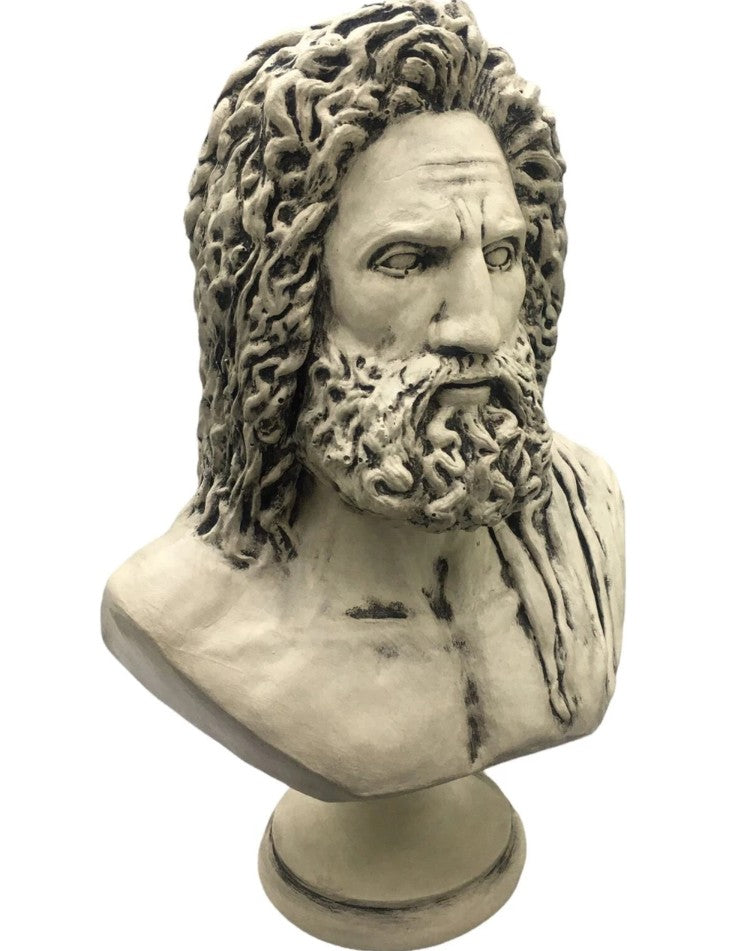 Handmade Zeus Bust, Handmade Greek Zeus Bust, Handmade Zeus Sculpture, Colorful Greek Mythology Bust, Colorful Greek God Statue, Zeus Statue