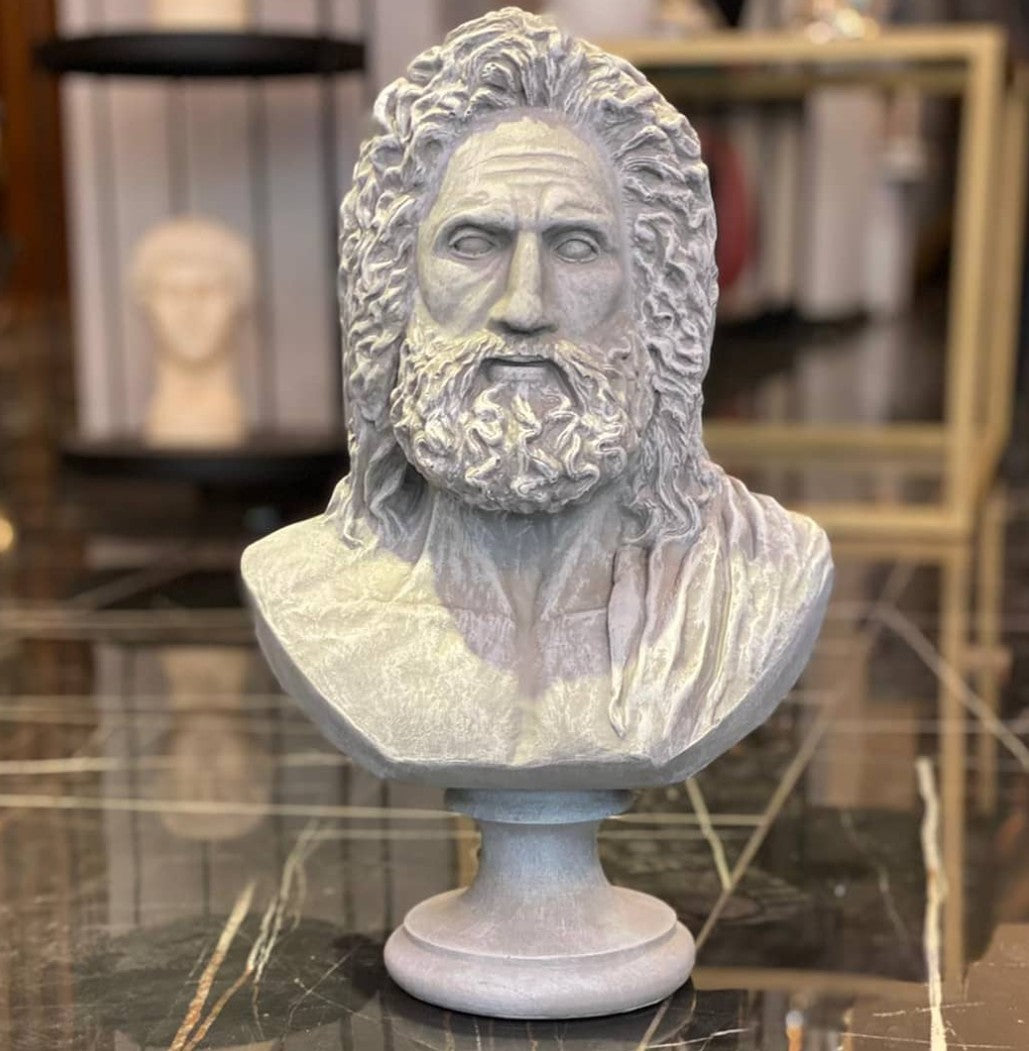 Handmade Zeus Bust, Handmade Greek Zeus Bust, Handmade Zeus Sculpture, Colorful Greek Mythology Bust, Colorful Greek God Statue, Zeus Statue