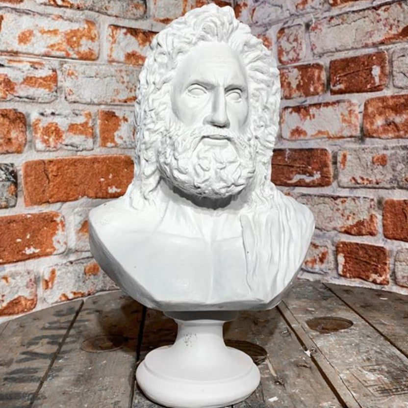 Handmade Zeus Bust, Handmade Greek Zeus Bust, Handmade Zeus Sculpture, Colorful Greek Mythology Bust, Colorful Greek God Statue, Zeus Statue