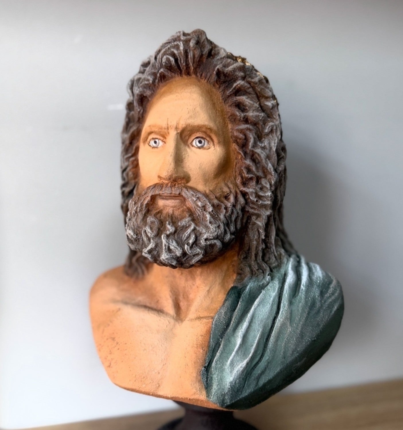 Handmade Zeus Bust, Handmade Greek Zeus Bust, Handmade Zeus Sculpture, Colorful Greek Mythology Bust, Colorful Greek God Statue, Zeus Statue