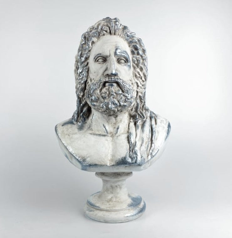 Handmade Zeus Bust, Handmade Greek Zeus Bust, Handmade Zeus Sculpture, Colorful Greek Mythology Bust, Colorful Greek God Statue, Zeus Statue