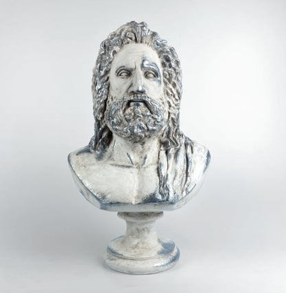 Handmade Zeus Bust, Handmade Greek Zeus Bust, Handmade Zeus Sculpture, Colorful Greek Mythology Bust, Colorful Greek God Statue, Zeus Statue