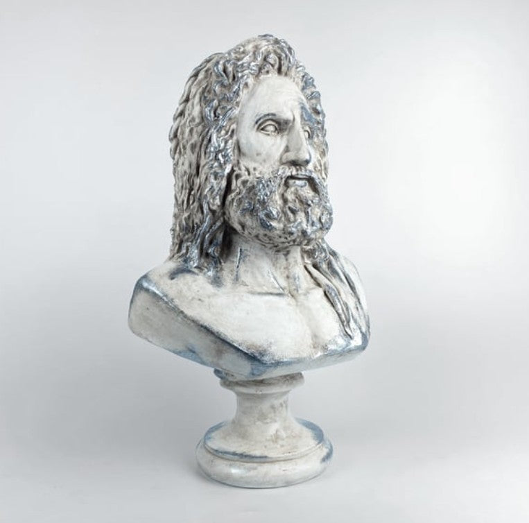Handmade Zeus Bust, Handmade Greek Zeus Bust, Handmade Zeus Sculpture, Colorful Greek Mythology Bust, Colorful Greek God Statue, Zeus Statue