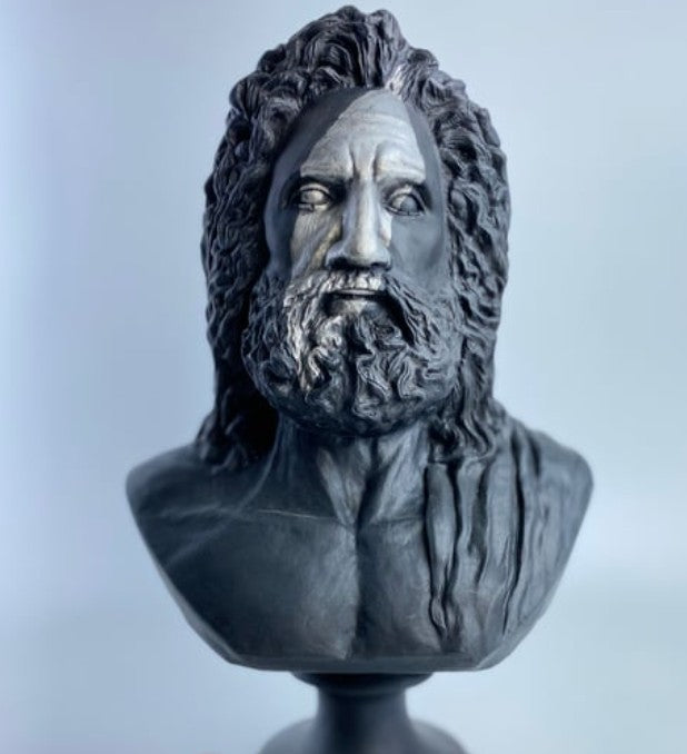Handmade Zeus Bust, Handmade Greek Zeus Bust, Handmade Zeus Sculpture, Colorful Greek Mythology Bust, Colorful Greek God Statue, Zeus Statue