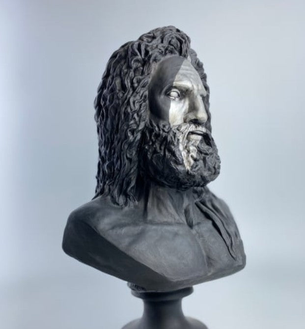 Handmade Zeus Bust, Handmade Greek Zeus Bust, Handmade Zeus Sculpture, Colorful Greek Mythology Bust, Colorful Greek God Statue, Zeus Statue