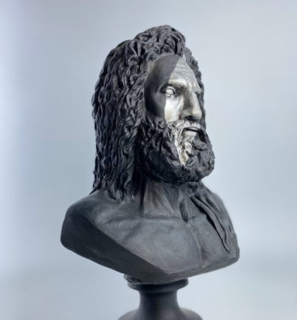 Handmade Zeus Bust, Handmade Greek Zeus Bust, Handmade Zeus Sculpture, Colorful Greek Mythology Bust, Colorful Greek God Statue, Zeus Statue