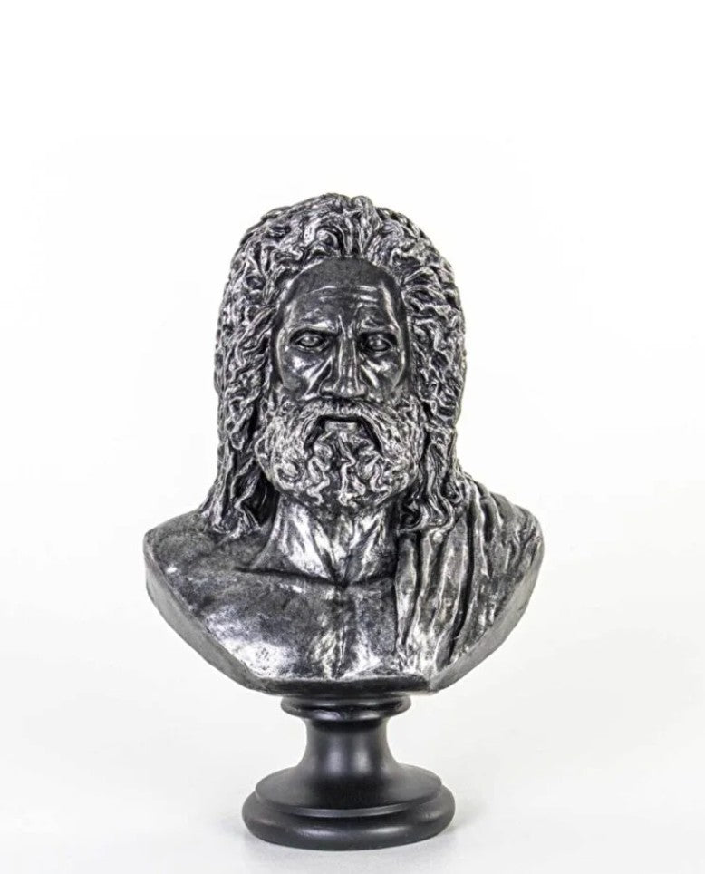 Handmade Zeus Bust, Handmade Greek Zeus Bust, Handmade Zeus Sculpture, Colorful Greek Mythology Bust, Colorful Greek God Statue, Zeus Statue