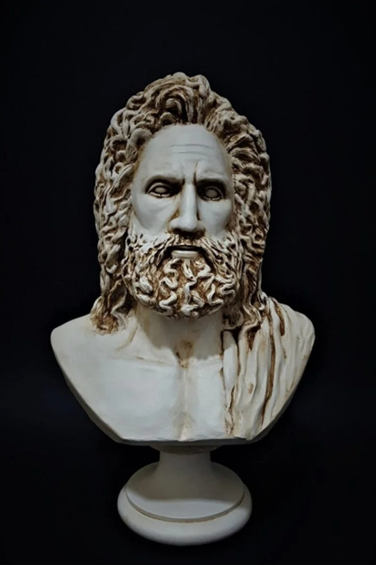 Handmade Zeus Bust, Handmade Greek Zeus Bust, Handmade Zeus Sculpture, Colorful Greek Mythology Bust, Colorful Greek God Statue, Zeus Statue