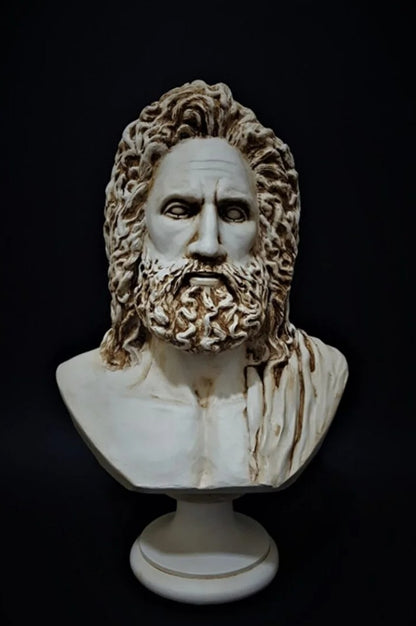 Handmade Zeus Bust, Handmade Greek Zeus Bust, Handmade Zeus Sculpture, Colorful Greek Mythology Bust, Colorful Greek God Statue, Zeus Statue