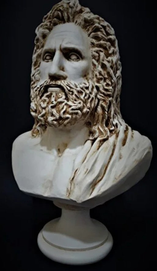 Handmade Zeus Bust, Handmade Greek Zeus Bust, Handmade Zeus Sculpture, Colorful Greek Mythology Bust, Colorful Greek God Statue, Zeus Statue