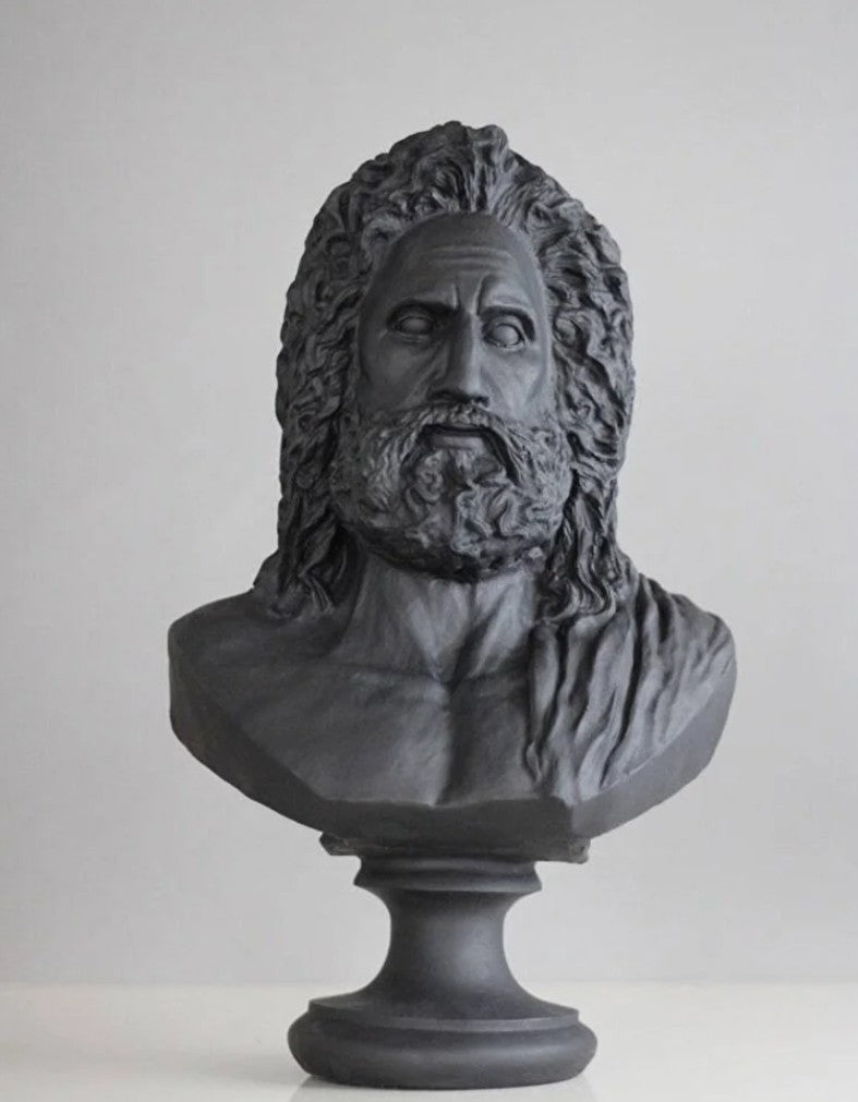 Handmade Zeus Bust, Handmade Greek Zeus Bust, Handmade Zeus Sculpture, Colorful Greek Mythology Bust, Colorful Greek God Statue, Zeus Statue