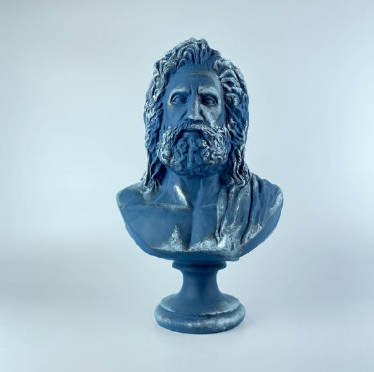 Handmade Zeus Bust, Handmade Greek Zeus Bust, Handmade Zeus Sculpture, Colorful Greek Mythology Bust, Colorful Greek God Statue, Zeus Statue