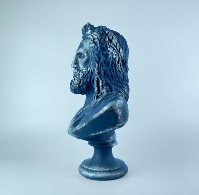 Handmade Zeus Bust, Handmade Greek Zeus Bust, Handmade Zeus Sculpture, Colorful Greek Mythology Bust, Colorful Greek God Statue, Zeus Statue