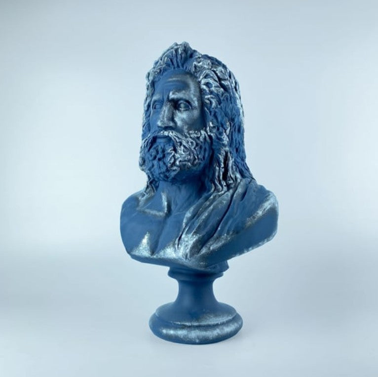 Handmade Zeus Bust, Handmade Greek Zeus Bust, Handmade Zeus Sculpture, Colorful Greek Mythology Bust, Colorful Greek God Statue, Zeus Statue