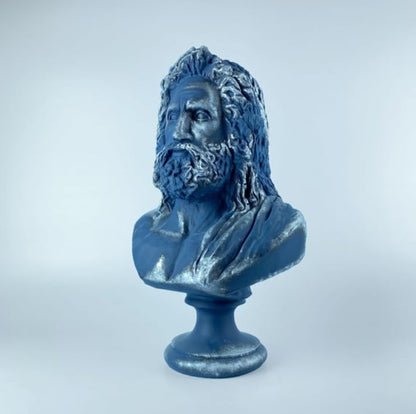 Handmade Zeus Bust, Handmade Greek Zeus Bust, Handmade Zeus Sculpture, Colorful Greek Mythology Bust, Colorful Greek God Statue, Zeus Statue