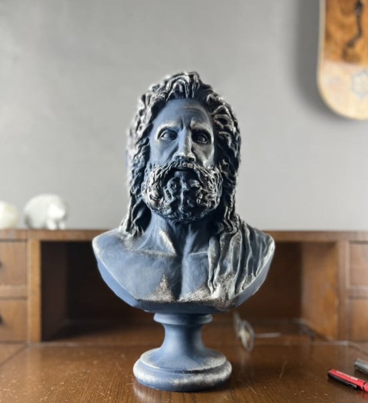 Handmade Zeus Bust, Handmade Greek Zeus Bust, Handmade Zeus Sculpture, Colorful Greek Mythology Bust, Colorful Greek God Statue, Zeus Statue