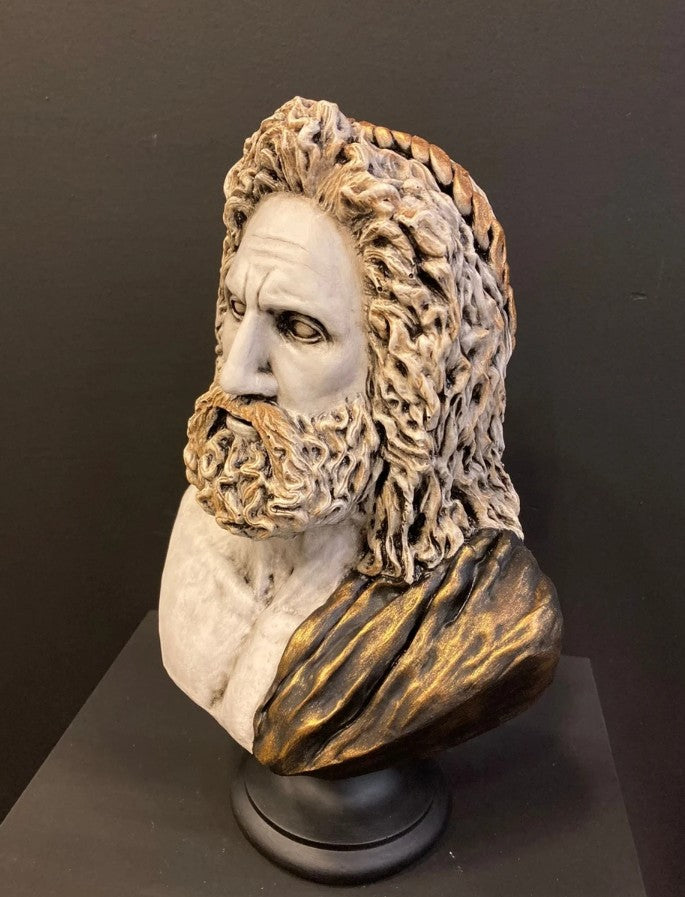 Handmade Zeus Bust, Handmade Greek Zeus Bust, Handmade Zeus Sculpture, Colorful Greek Mythology Bust, Colorful Greek God Statue, Zeus Statue