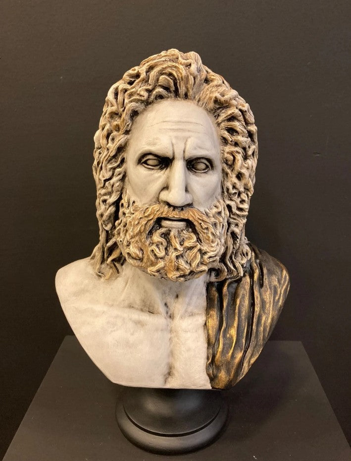 Handmade Zeus Bust, Handmade Greek Zeus Bust, Handmade Zeus Sculpture, Colorful Greek Mythology Bust, Colorful Greek God Statue, Zeus Statue