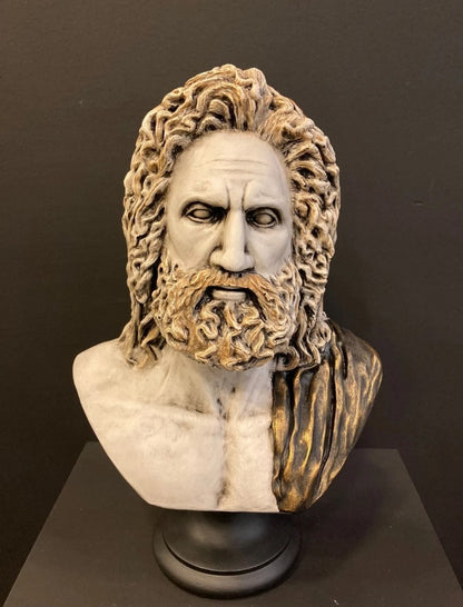 Handmade Zeus Bust, Handmade Greek Zeus Bust, Handmade Zeus Sculpture, Colorful Greek Mythology Bust, Colorful Greek God Statue, Zeus Statue