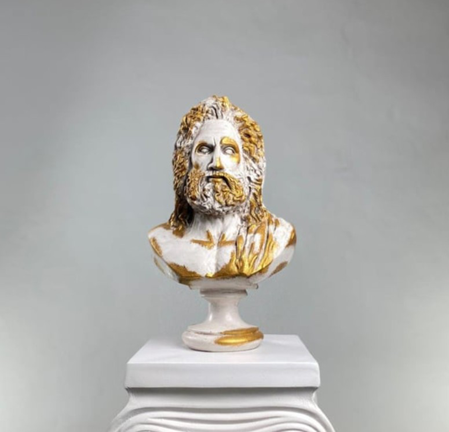 Handmade Zeus Bust, Handmade Greek Zeus Bust, Handmade Zeus Sculpture, Colorful Greek Mythology Bust, Colorful Greek God Statue, Zeus Statue